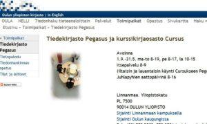 Oulun yliopiston kirjaston verkkosivut.