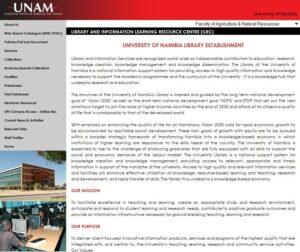 University of Namibia Library's website.