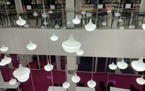 Ceiling lights in Aalto University Library.